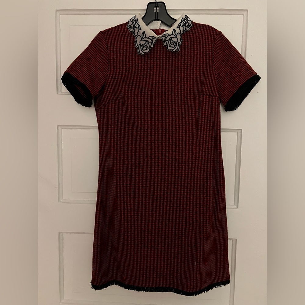 Plaid Shift Dress With Collar